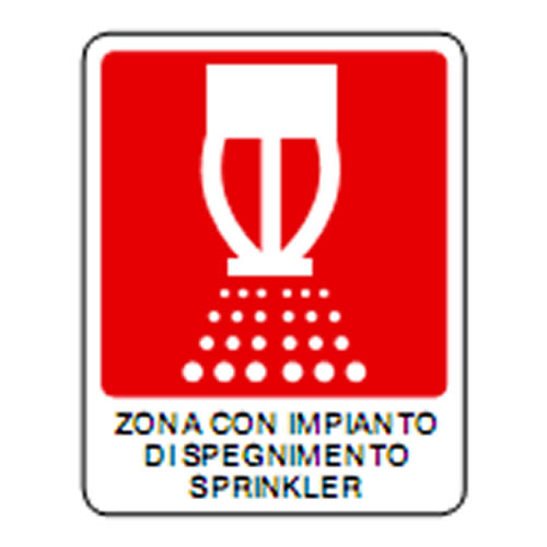 Segnaletica con dicitura: Zona impianto spegnimento sprinkler